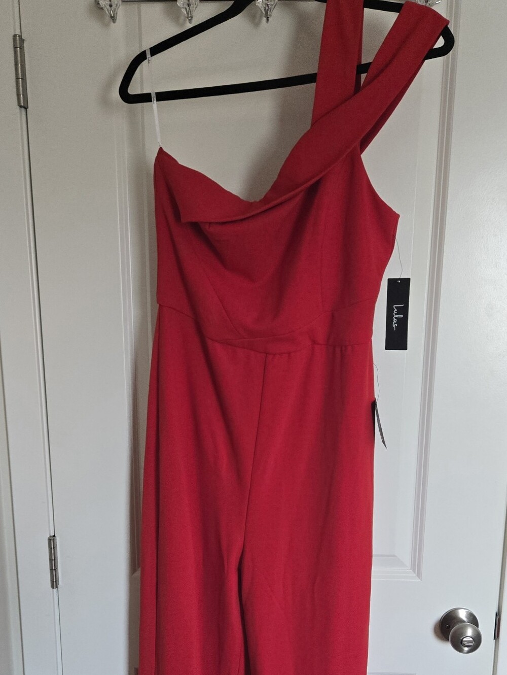 Lulu's Red One-Shoulder Jumpsuit